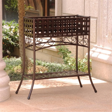International Caravan Mandalay Iron Rectangular Plant Stand, Bronze 3466-HD-BZ